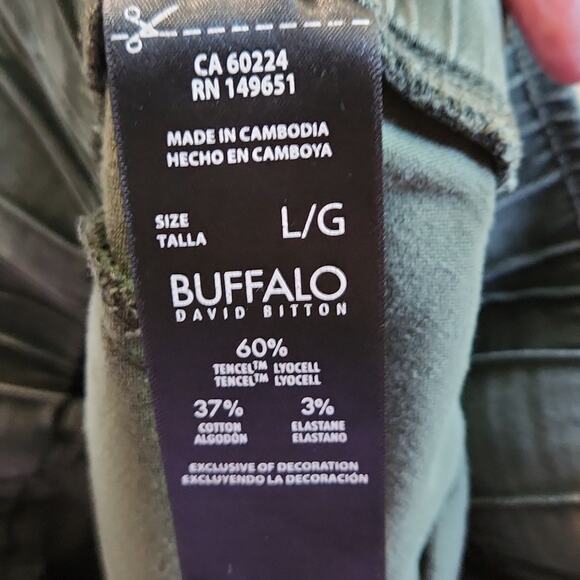 Buffalo David Bitton Green Pull On Pants Size LG Elastic Waist Gorpcore Granola - Picture 8 of 10
